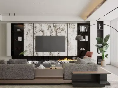 modern light luxury style living room 3D model