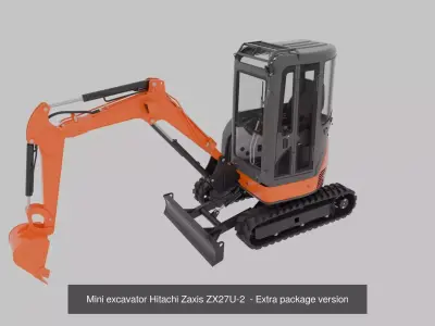 Wheeled excavator Wacker Neuson Ew100-2 and Hitachi Zaxis ZX27U- 3D Model Collection