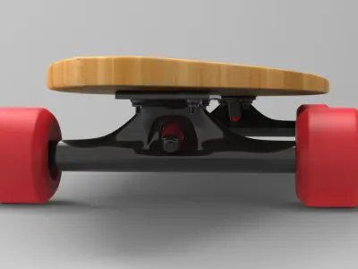 Longboard wooden skateboard with wheels Free 3D model