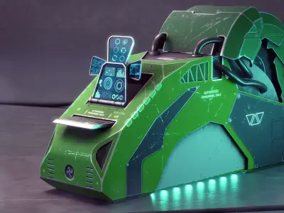 Sci-Fi super computer Free low-poly 3D model
