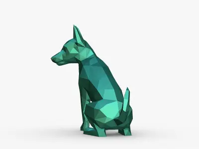 jack russell terrier low poly 3D print model