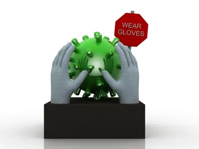 Coronavirus awareness and protection  Low-poly 3D model