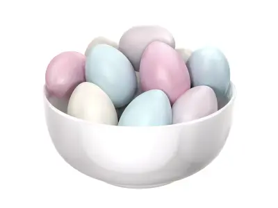 White Bowl with Easter Eggs 3D model
