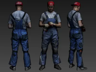 Stylized Car Mechanic Character 3D model