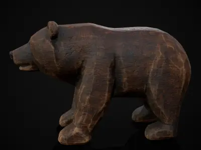 Wooden Toy Bear Low-poly 3D model