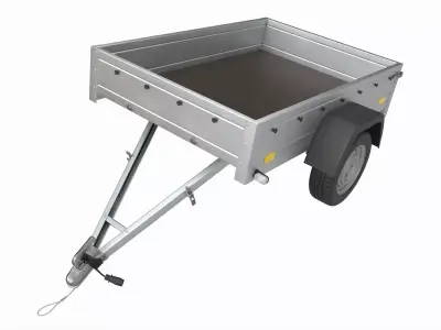 Single axle car trailer 3D model