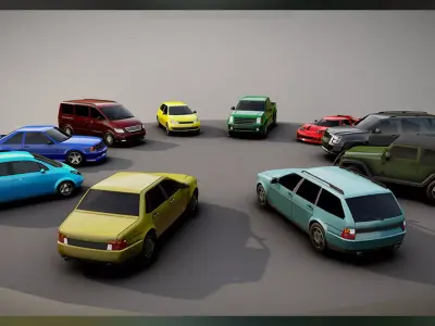 Generic passenger car pack DONATE UKRAINE Low-poly 3D model