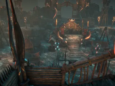 Tribal camp Low-poly 3D model