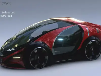 3Dpro CAR scifi 4 Low-poly 3D model