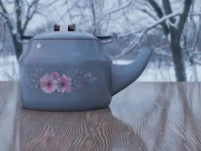 kettle tea pot with flowers Free 3D model