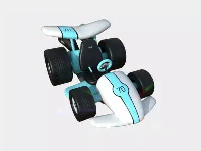Cartoon Kart A10 White - Vehicle Racing Design Low-poly 3D model