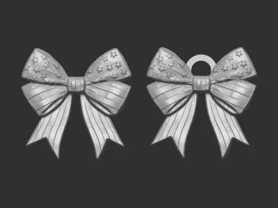 American flag pattern ribbon bow decor  3D print model