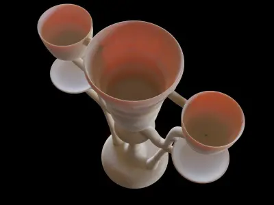 Triple lotus lamp from the tomb of Tutankhamun Low-poly 3D model