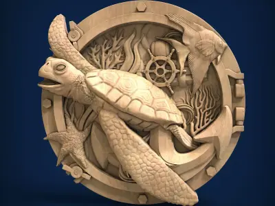 Carved panel painting STL 3D model 11