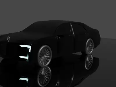 Mercedes futuristic car with reflective surface 3D model
