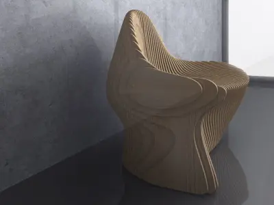 Parametric Wavy Wooden Furniture 09 - CNC files for cutting 3D model