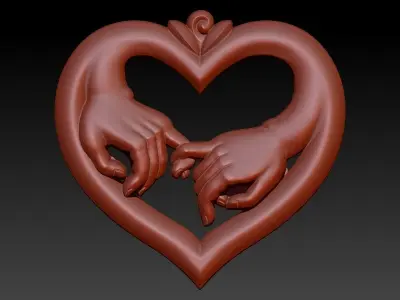 Hand Hands and Fingers Love Heart CNC files Art Wall Relief 3D print model