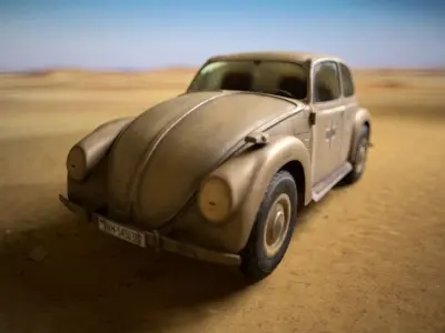 VW beetle Typ 87 Afrika Korps staff car WW2 Western desert Low-poly 3D model