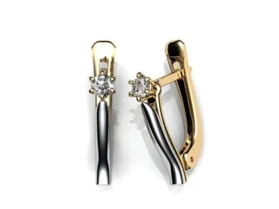 Jewelry Set solitaire diamond engagement ring gold and gold 3D model