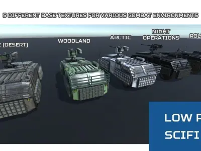 Low Poly Scifi APC with RWS Low-poly 3D model