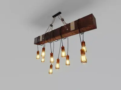 Wooden Chandelier 3D model purchase