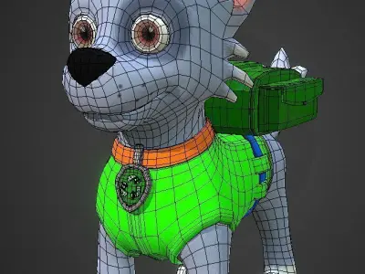 Cartoon low poly dog  Low-poly 3D model