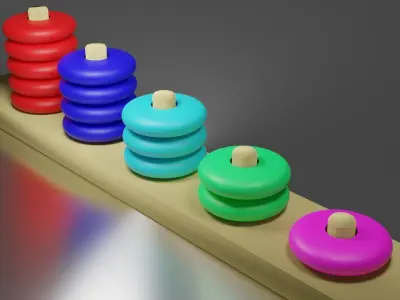 Pyramid wooden stacking toy 3D model