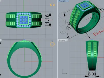 Luxury man Rolex design diamond ring model ror0007 3D print model