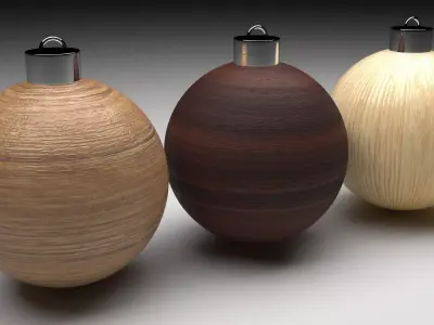 Wooden Christmas Balls Set 3D model