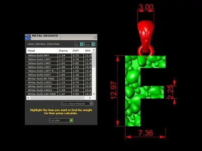 F LETTER Alphabet ROCKS PENDANT 3D print model 3D print model