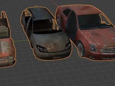 wrecked cars body low poly mesh perfect for any games  Low-poly 3D model