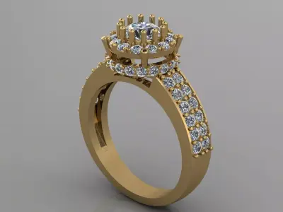 Side Stone Woman Wedding Ring 3D print model