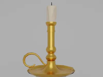 Candlestick gold candle holder Low-poly 3D model