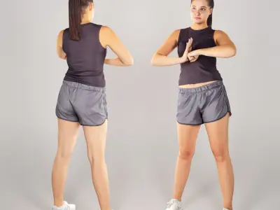 Sporty young woman posing 154 Low-poly 3D model