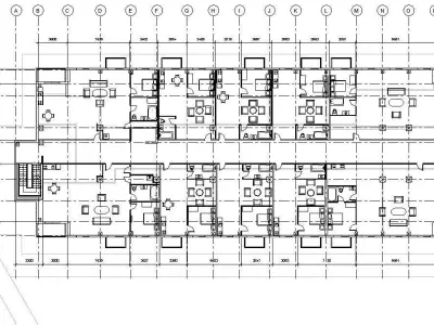 Residential Concrete Building for city Models 12 Storey High 3D model