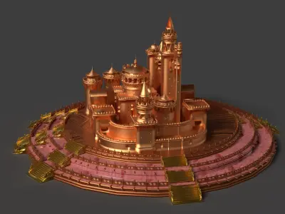 Chinese castle  Low-poly 3D model