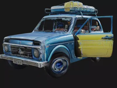 Blue Travel Car Low-poly 3D model