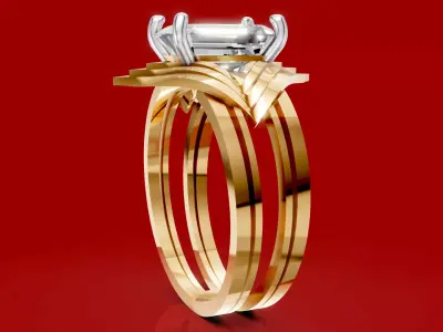 Emerald Cut Engagement Ring 3D print model