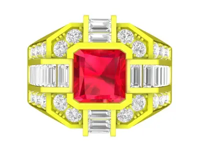 A7260 Radiant Diamond Korean Style Men Ring 3D print model