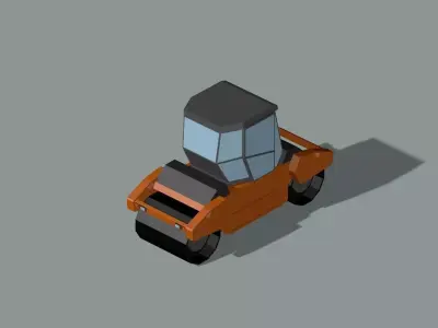 asphalt roller Low-poly 3D model