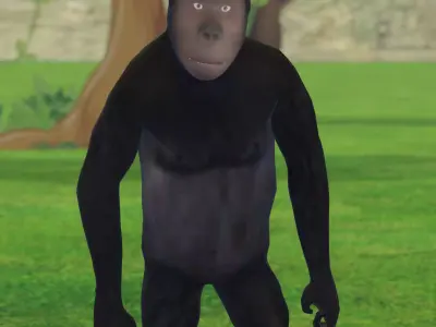 Gorilla Mixamo rigged with mouth and eye controlar 3D model Low-poly 3D model