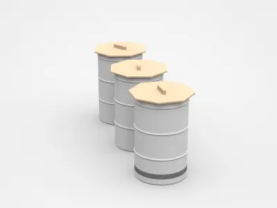 Metal Iron Cylinders With Wooden Covers On Top 3D model