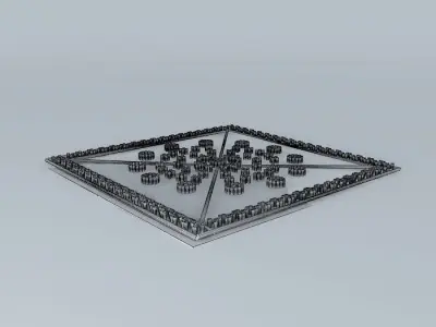 False ceiling with bamboo 3D model