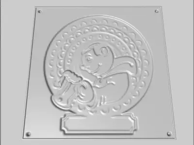 MonkBeer50 wooden plaque with man holding beer 3D print model