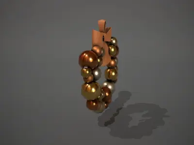 Bronze and Gold Christmas Bauble Wreath Low-poly 3D model