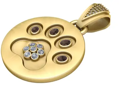 Gold Emerald Diamond Pendant 3D print model
