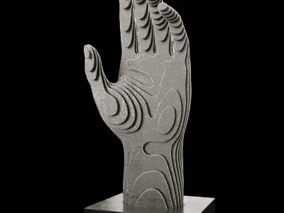 Figurine in the form of a hand made of metal plates 3D model