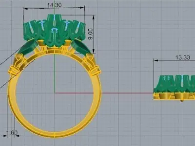Flower Ring Chandelier Earring Set 2449 3D print model