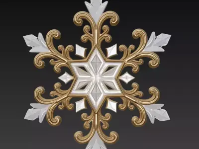 Golden Baroque Snowflake - Luxury Christmas Ornament Collection 3D Model Pack