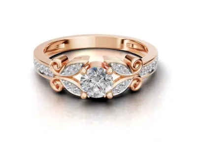 AV 726 Diamond Ladies Unique Vintage Style Engagement Ring 3D print model
